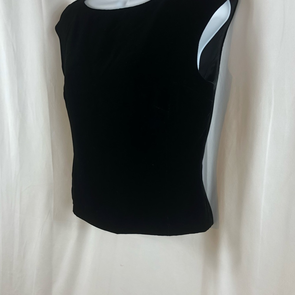 Ann Taylor black velvet rayon/silk tank top 4 - Picture 6 of 14